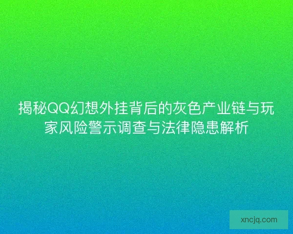 揭秘QQ幻想外挂背后的灰色产业链与玩家风险警示调查与法律隐患解析