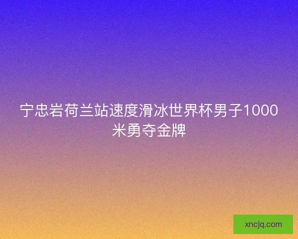宁忠岩荷兰站速度滑冰世界杯男子1000米勇夺金牌 宁忠岩荷兰站速度滑冰世界杯男子1000米勇夺金牌